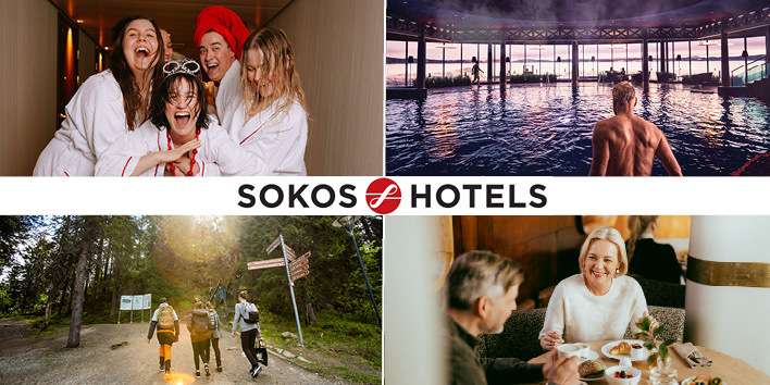 Kollaasi Sokos Hotelsin erilaisita huoneista  - Tilausajot.net